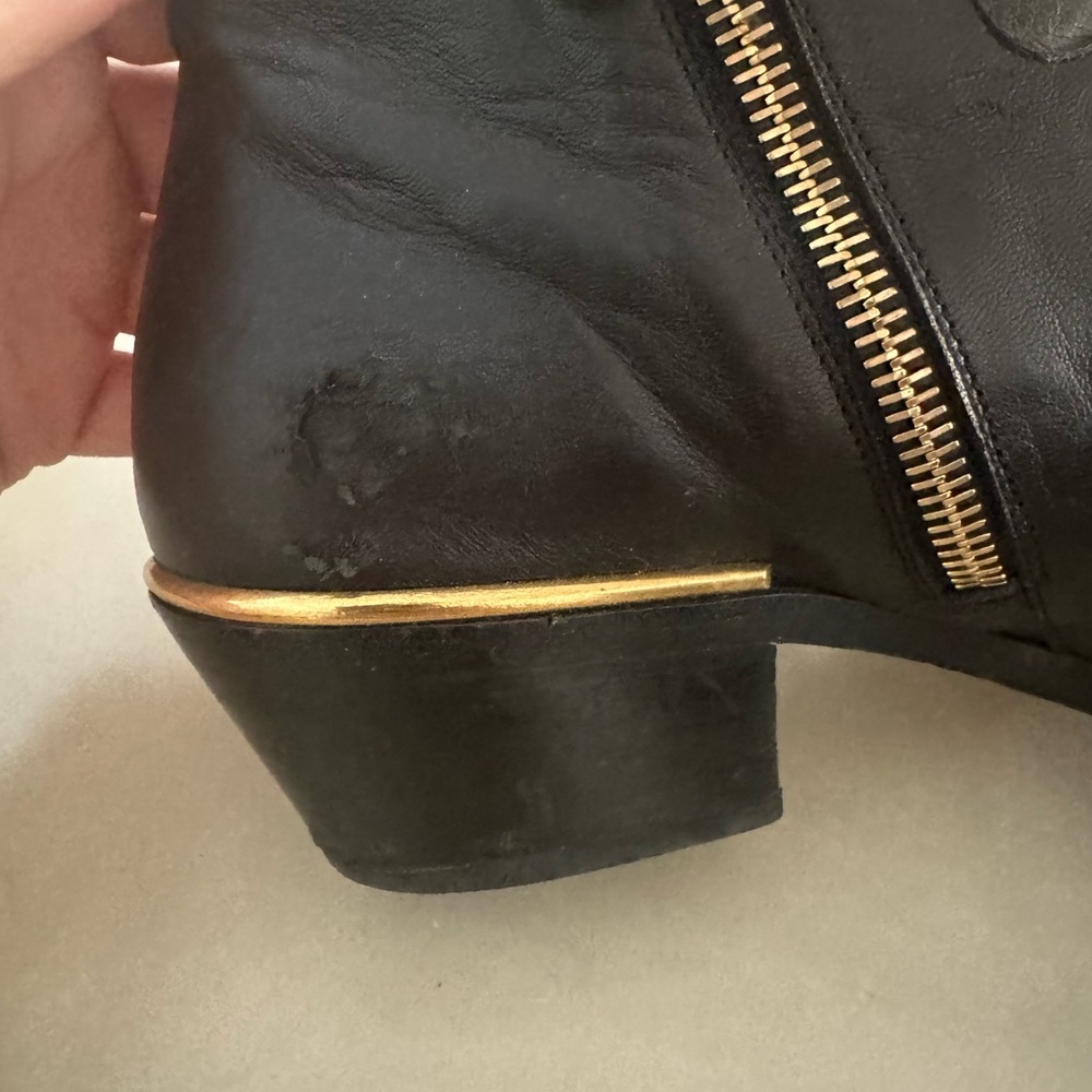Chloe Susanna Studded Leather Ankle Boots in black and gold. - Picture 7 of 13